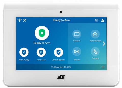ADT security monitoring using in the screen